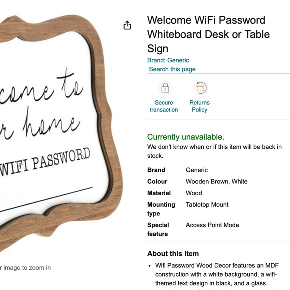 Wifi Welcome Sign - Picture 8 of 8